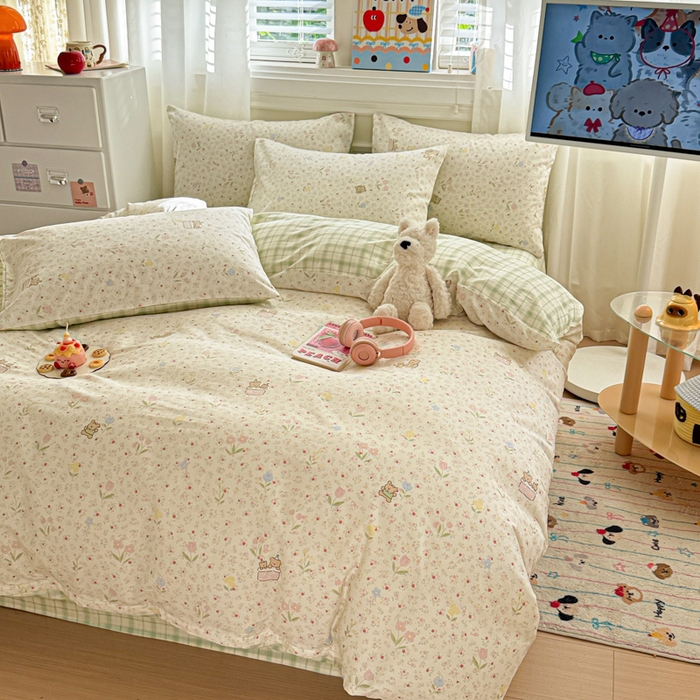 91家纺网 家纺一手货源 找家纺 曼之夏 2025新款全棉纯棉印花四件套 丛间密语