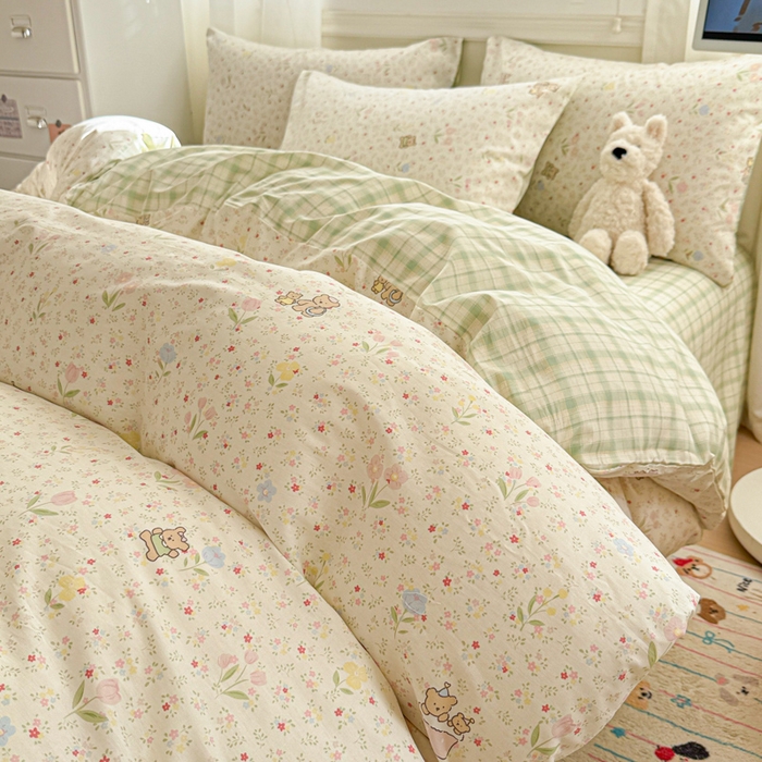 91家纺网 家纺一手货源 找家纺 曼之夏 2025新款全棉纯棉印花四件套 丛间密语