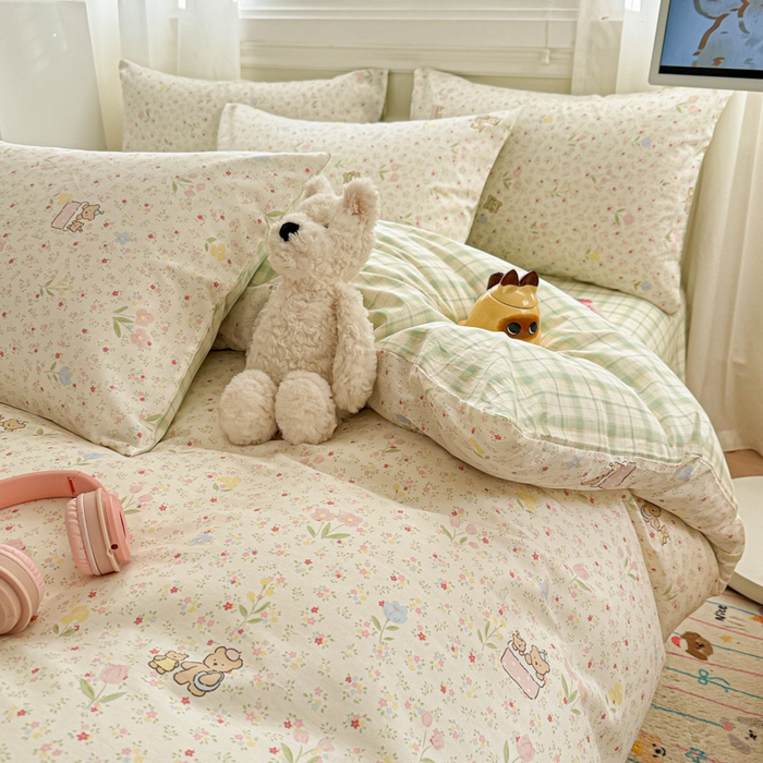 91家纺网 家纺一手货源 找家纺 曼之夏 2025新款全棉纯棉印花四件套 丛间密语