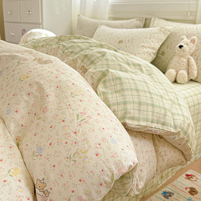 91家纺网 家纺一手货源 找家纺 曼之夏 2025新款全棉纯棉印花四件套 丛间密语