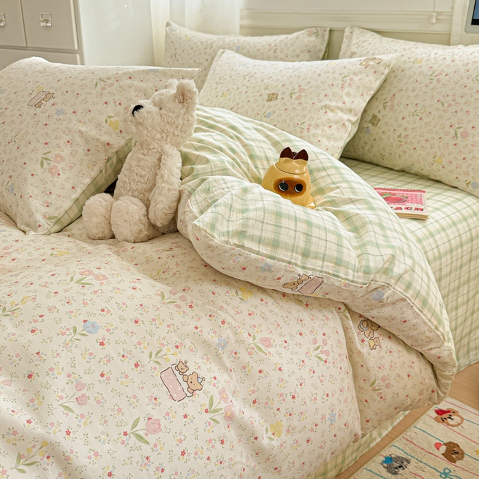 91家纺网 家纺一手货源 找家纺 曼之夏 2025新款全棉纯棉印花四件套 丛间密语