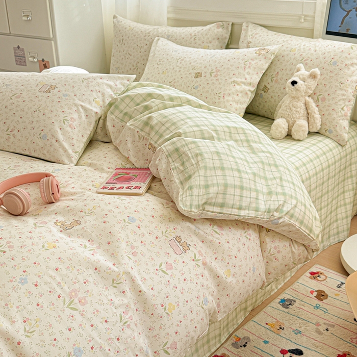 91家纺网 家纺一手货源 找家纺 曼之夏 2025新款全棉纯棉印花四件套 丛间密语