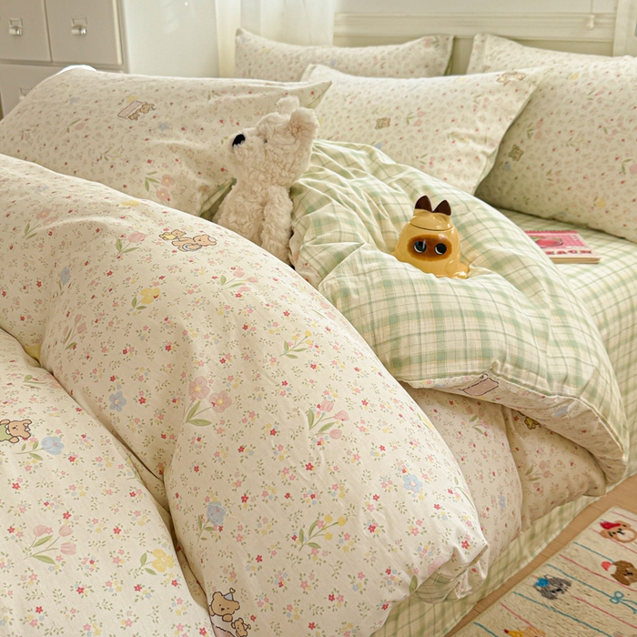 91家纺网 家纺一手货源 找家纺 曼之夏 2025新款全棉纯棉印花四件套 丛间密语