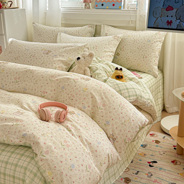 91家纺网 家纺一手货源 找家纺 曼之夏 2025新款全棉纯棉印花四件套 丛间密语