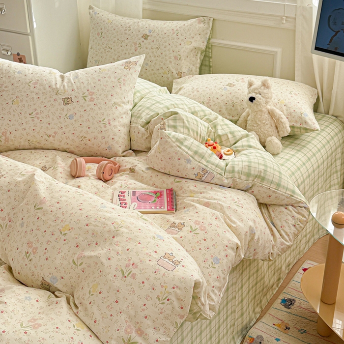 91家纺网 家纺一手货源 找家纺 曼之夏 2025新款全棉纯棉印花四件套 丛间密语