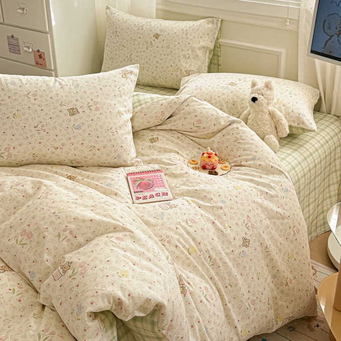 91家纺网 家纺一手货源 找家纺 曼之夏 2025新款全棉纯棉印花四件套 丛间密语