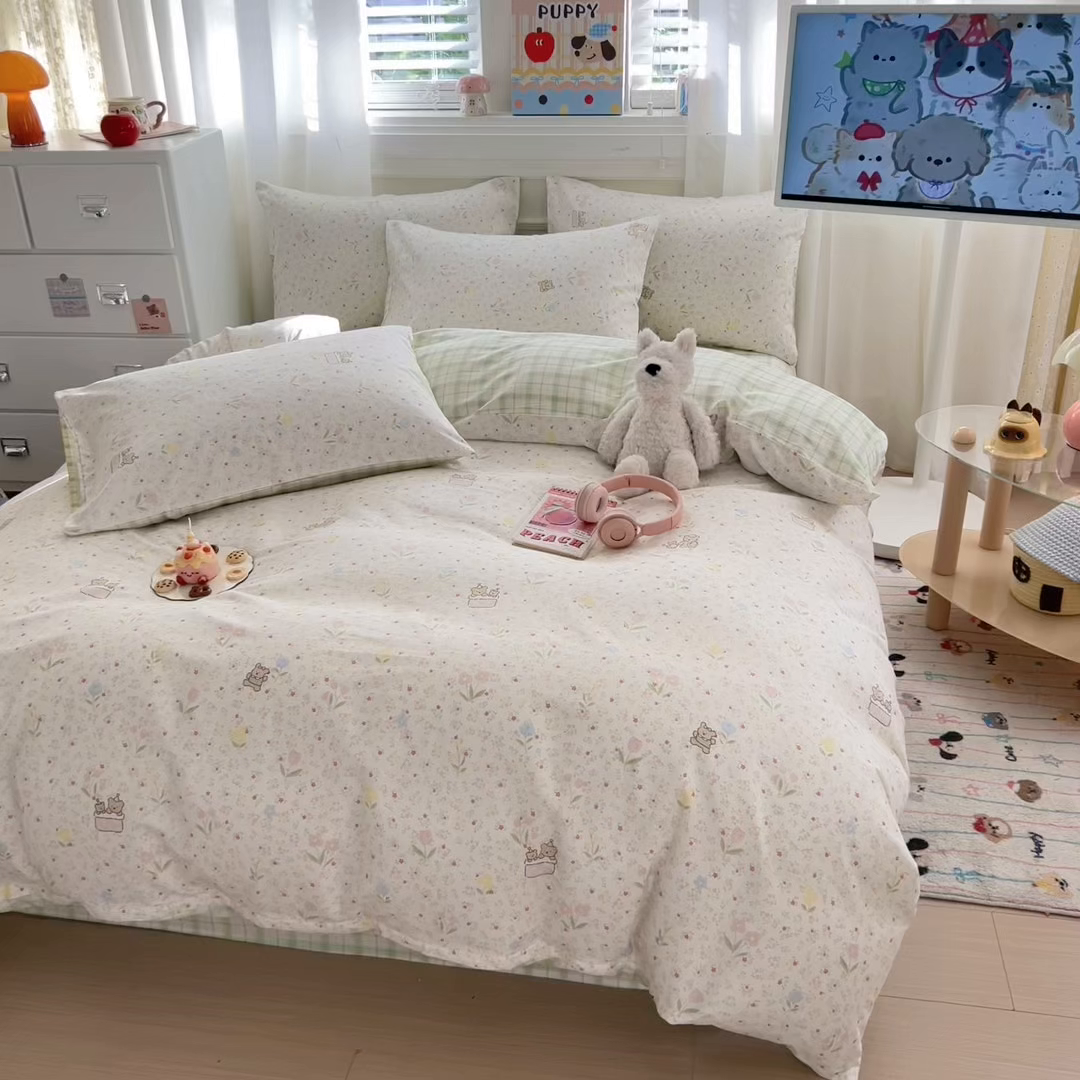 91家纺网 家纺一手货源 找家纺 曼之夏 2025新款全棉纯棉印花四件套 丛间密语