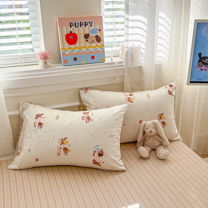 91家纺网 家纺一手货源 找家纺 曼之夏 2025新款全棉纯棉印花四件套 点点小腊肠