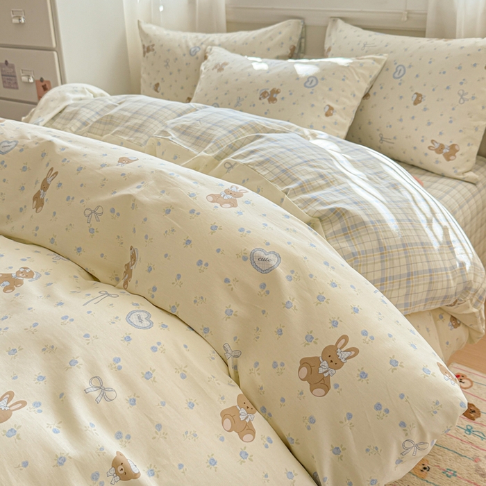 曼之夏 2025新款全棉纯棉印花四件套 告白熊