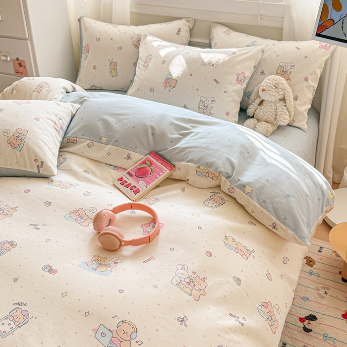 91家纺网 家纺一手货源 找家纺 曼之夏 2025新款全棉纯棉印花四件套 萌萌哒