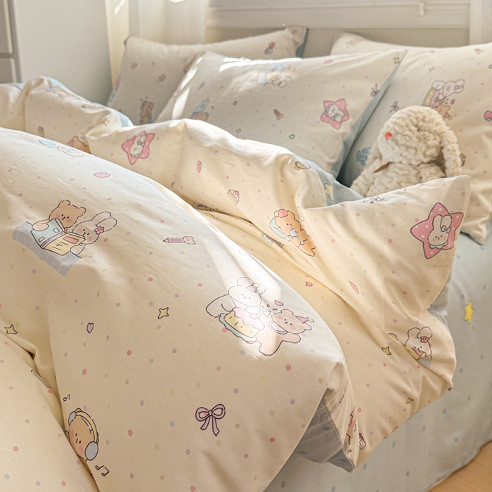 91家纺网 家纺一手货源 找家纺 曼之夏 2025新款全棉纯棉印花四件套 萌萌哒