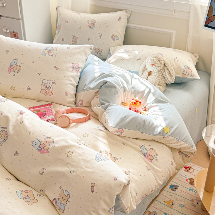 91家纺网 家纺一手货源 找家纺 曼之夏 2025新款全棉纯棉印花四件套 萌萌哒