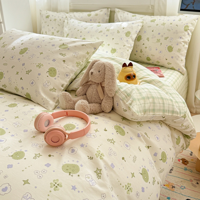 91家纺网 家纺一手货源 找家纺 曼之夏 2025新款全棉纯棉印花四件套 奇思妙想