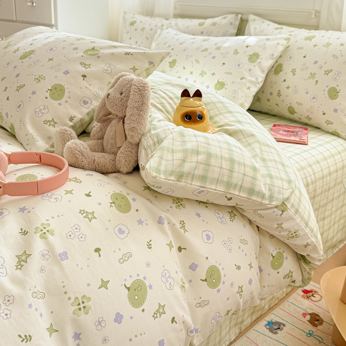 91家纺网 家纺一手货源 找家纺 曼之夏 2025新款全棉纯棉印花四件套 奇思妙想