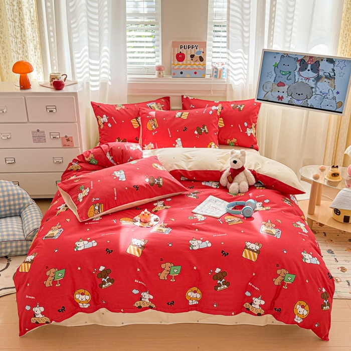 91家纺网 家纺一手货源 找家纺 曼之夏 2025新款全棉纯棉印花四件套 圣诞星语