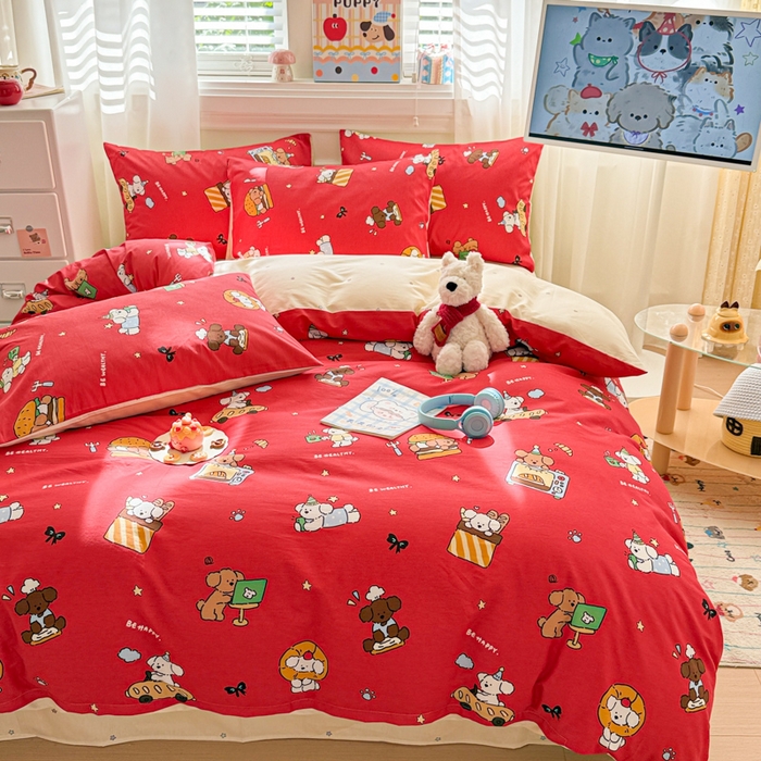 91家纺网 家纺一手货源 找家纺 曼之夏 2025新款全棉纯棉印花四件套 圣诞星语