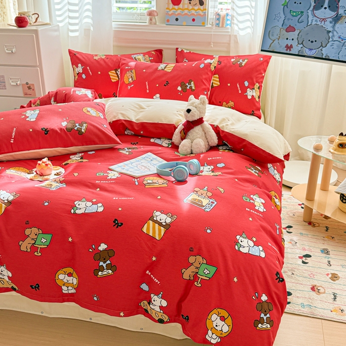 91家纺网 家纺一手货源 找家纺 曼之夏 2025新款全棉纯棉印花四件套 圣诞星语