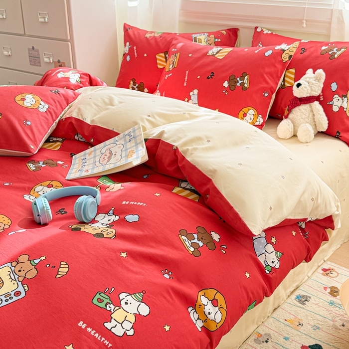 91家纺网 家纺一手货源 找家纺 曼之夏 2025新款全棉纯棉印花四件套 圣诞星语