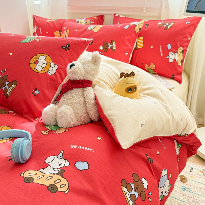 91家纺网 家纺一手货源 找家纺 曼之夏 2025新款全棉纯棉印花四件套 圣诞星语