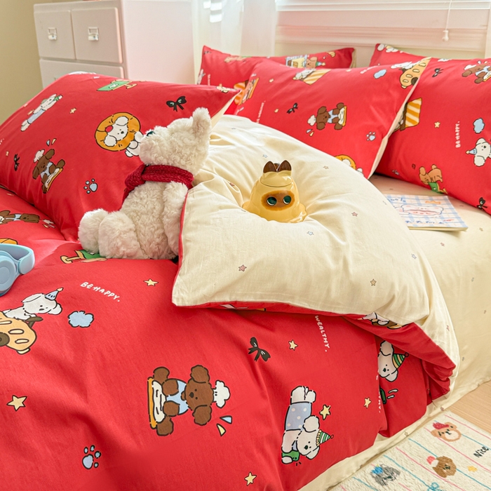 91家纺网 家纺一手货源 找家纺 曼之夏 2025新款全棉纯棉印花四件套 圣诞星语