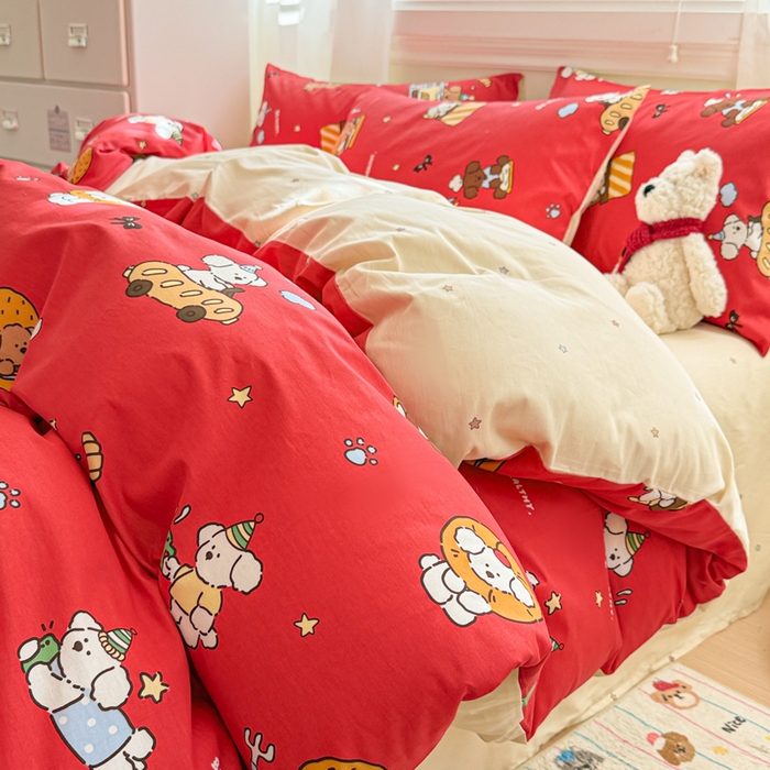 91家纺网 家纺一手货源 找家纺 曼之夏 2025新款全棉纯棉印花四件套 圣诞星语