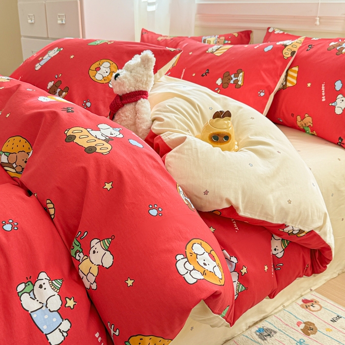 91家纺网 家纺一手货源 找家纺 曼之夏 2025新款全棉纯棉印花四件套 圣诞星语