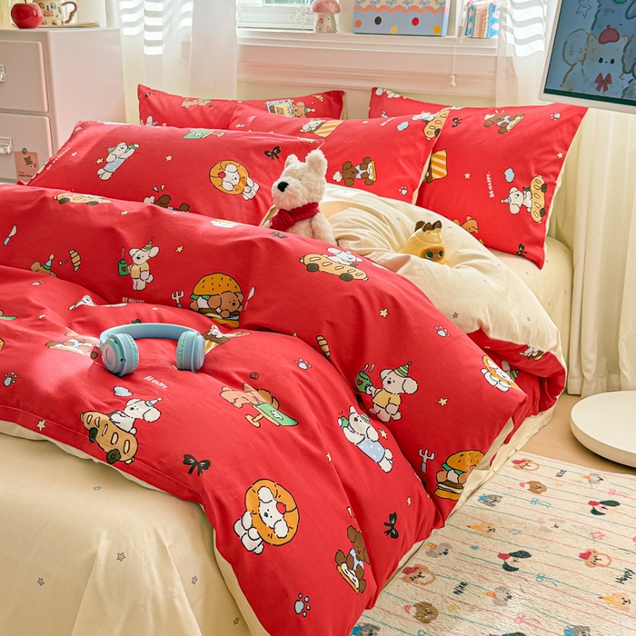 91家纺网 家纺一手货源 找家纺 曼之夏 2025新款全棉纯棉印花四件套 圣诞星语