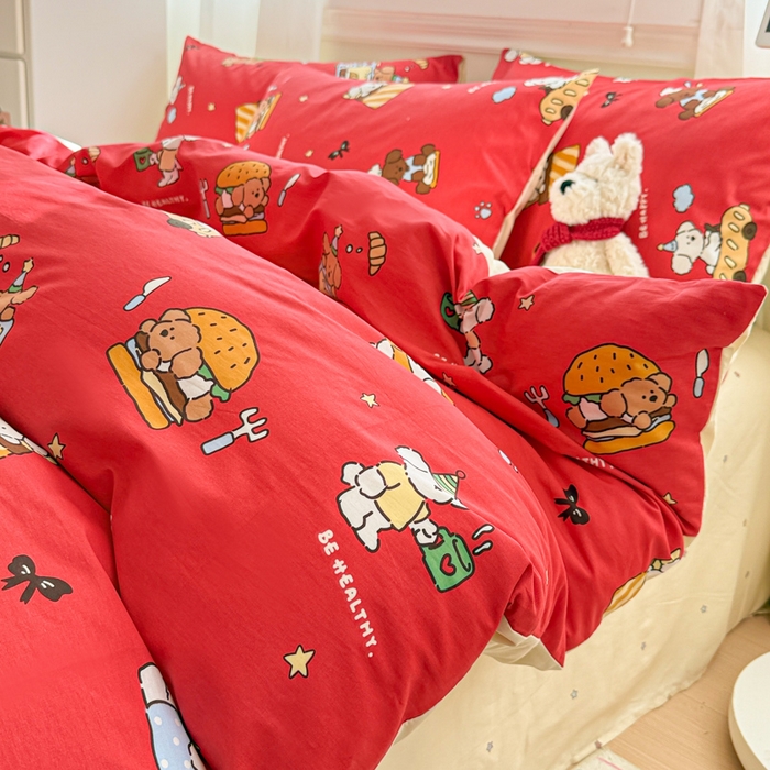 91家纺网 家纺一手货源 找家纺 曼之夏 2025新款全棉纯棉印花四件套 圣诞星语