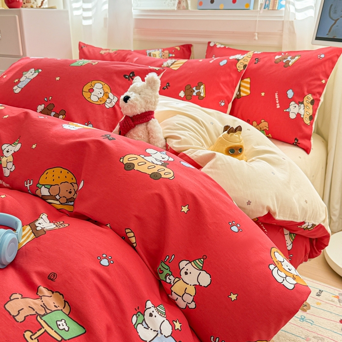 91家纺网 家纺一手货源 找家纺 曼之夏 2025新款全棉纯棉印花四件套 圣诞星语