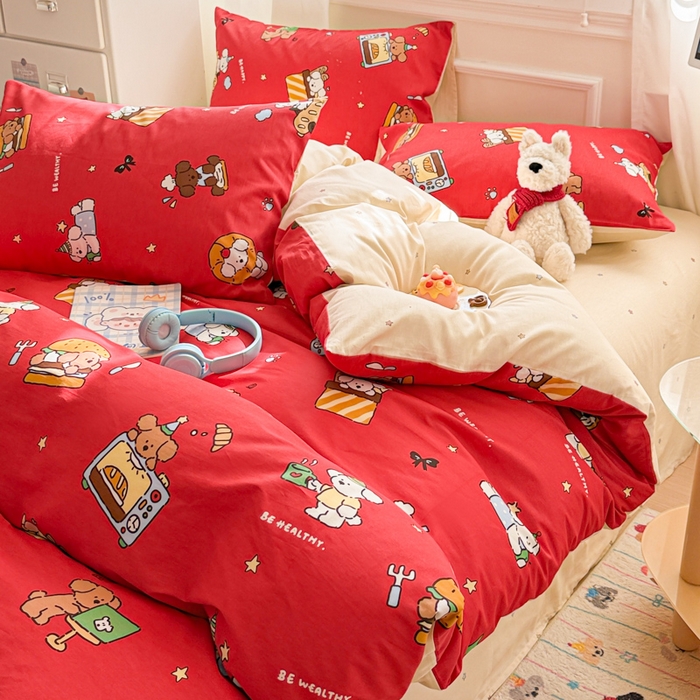 91家纺网 家纺一手货源 找家纺 曼之夏 2025新款全棉纯棉印花四件套 圣诞星语