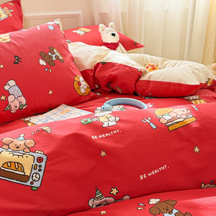 91家纺网 家纺一手货源 找家纺 曼之夏 2025新款全棉纯棉印花四件套 圣诞星语