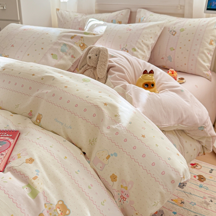 曼之夏 2025新款全棉纯棉印花四件套 小熊序曲