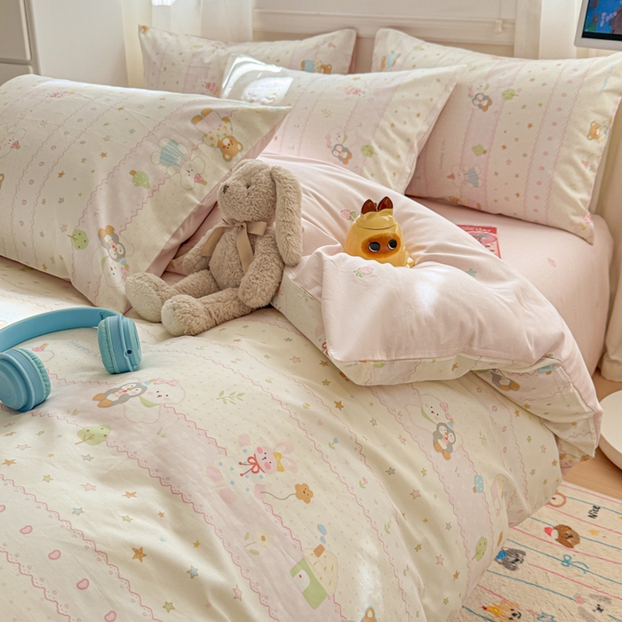 91家纺网 家纺一手货源 找家纺 曼之夏 2025新款全棉纯棉印花四件套 小熊序曲