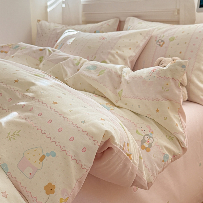 91家纺网 家纺一手货源 找家纺 曼之夏 2025新款全棉纯棉印花四件套 小熊序曲