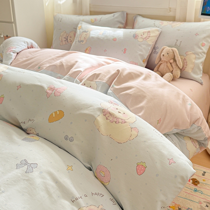 曼之夏 2025新款全棉纯棉印花四件套 心动狗狗