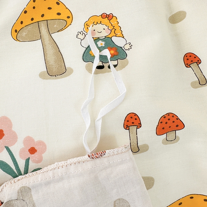 91家纺网 家纺一手货源 找家纺 宇彬家纺 2025直播新款13372全棉纯棉印花单双人被套喷气小清新简约热款学生被罩采蘑菇