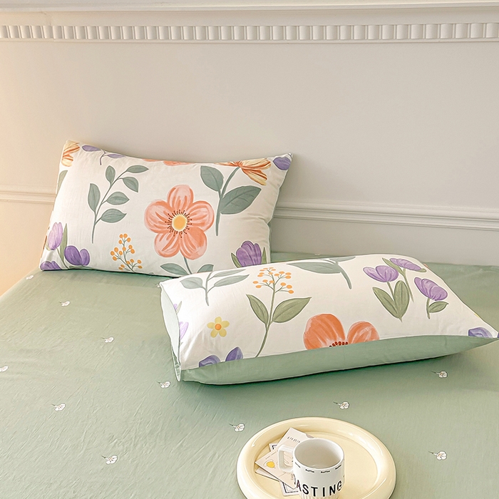 91家纺网 家纺一手货源 找家纺 宇彬家纺 2025直播新款13372全棉纯棉印花单双人被套喷气小清新简约热款学生被罩古涧茉莉