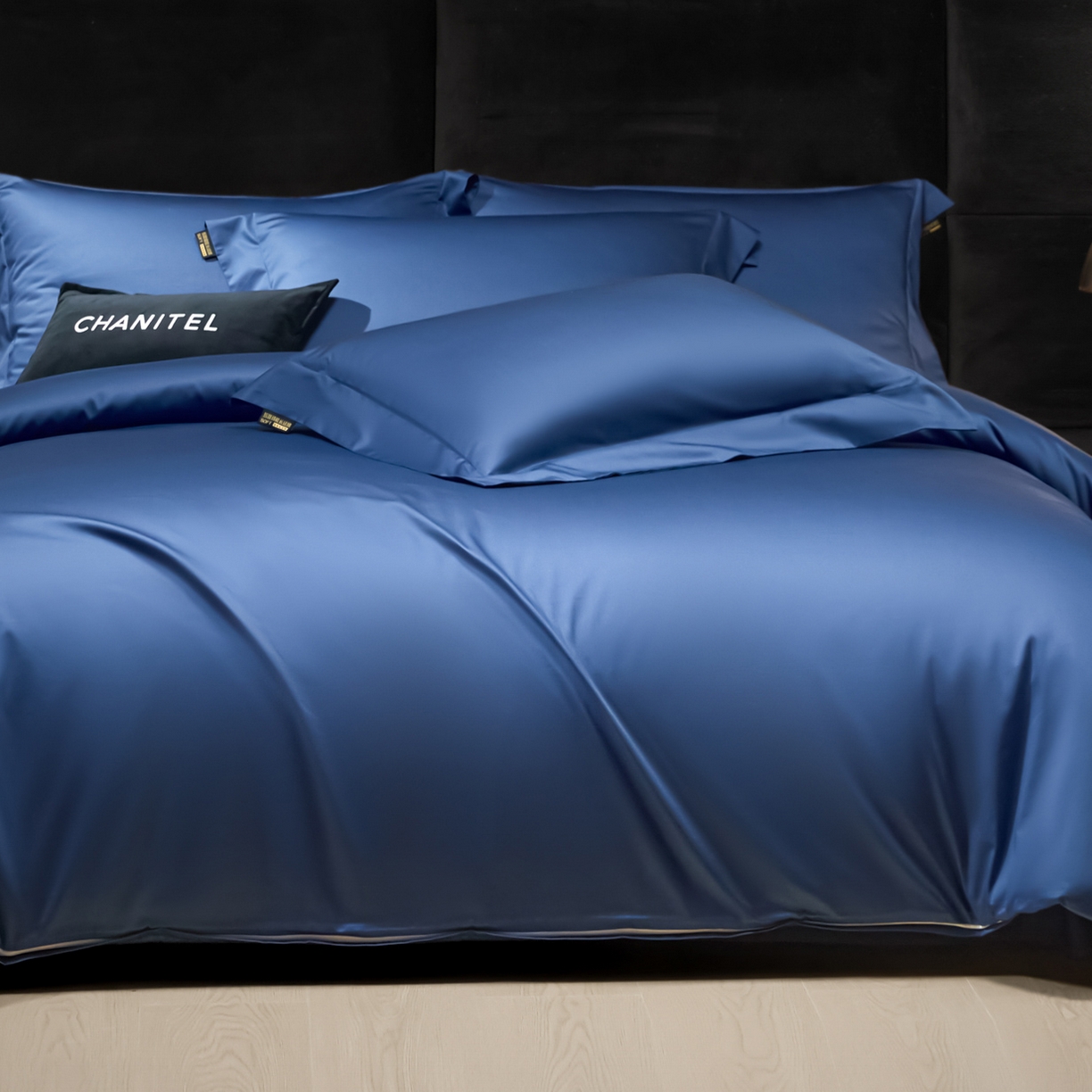 91家纺网 家纺一手货源 找家纺 米多多 2025新款70S全工艺CR长绒棉四件套 珍宝蓝