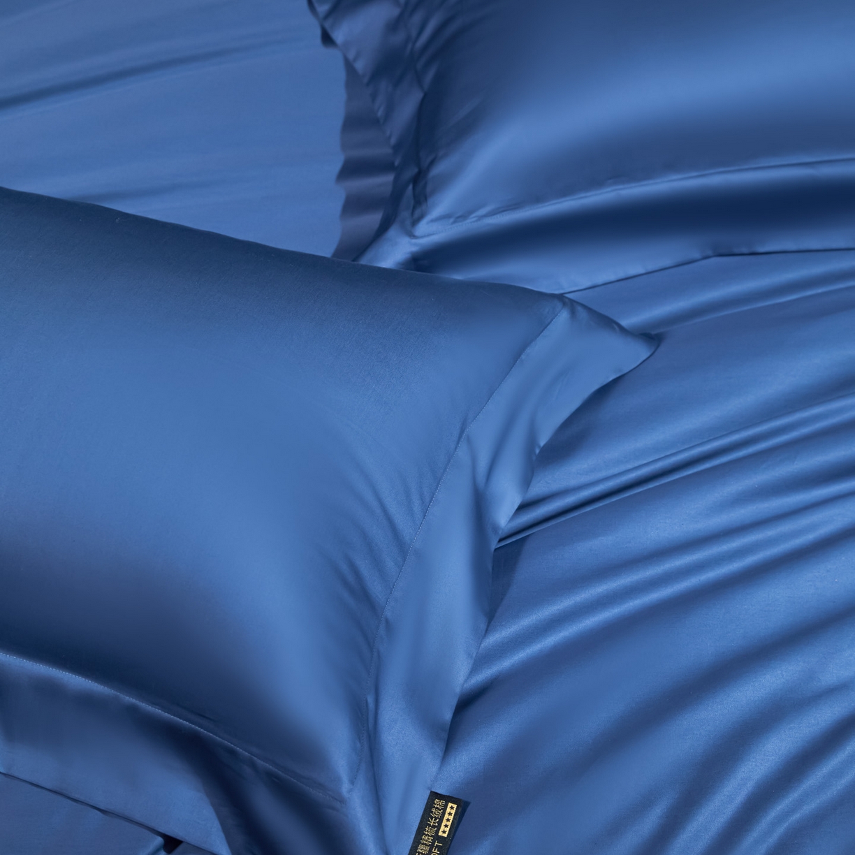 91家纺网 家纺一手货源 找家纺 米多多 2025新款70S全工艺CR长绒棉四件套 珍宝蓝