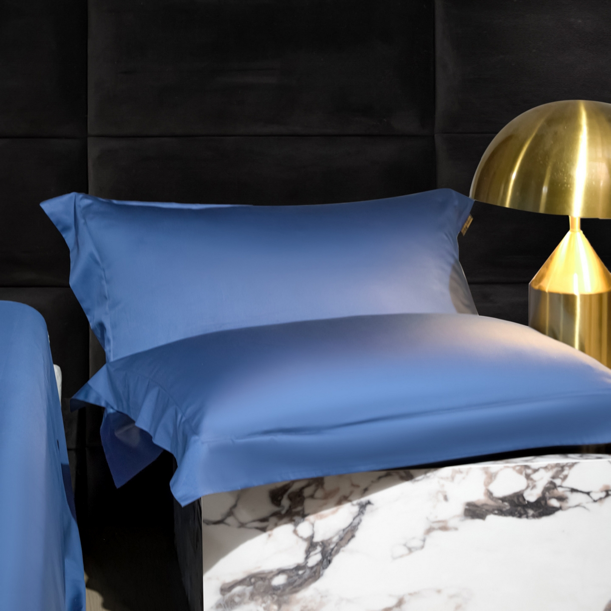 91家纺网 家纺一手货源 找家纺 米多多 2025新款70S全工艺CR长绒棉四件套 珍宝蓝