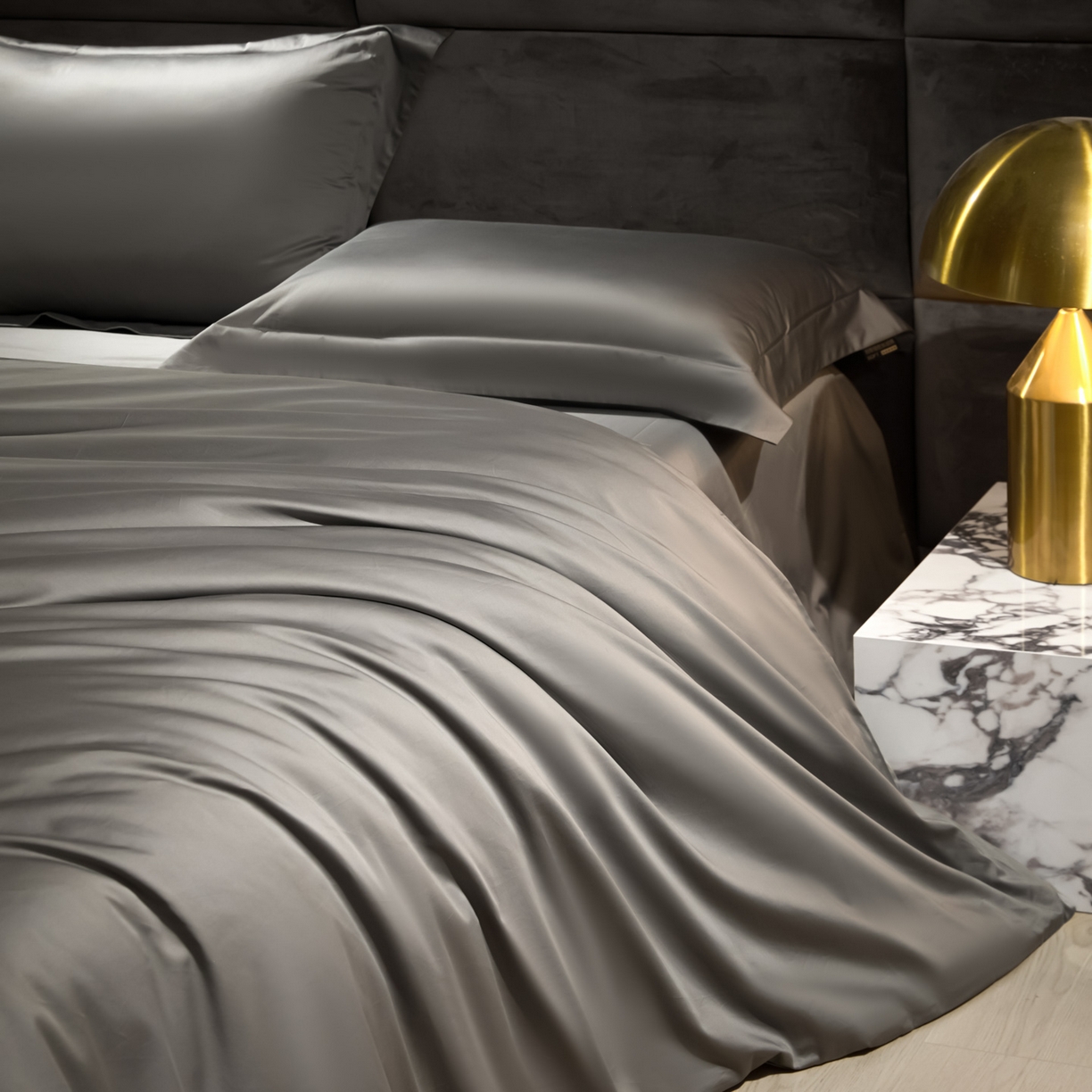 91家纺网 家纺一手货源 找家纺 米多多 2025新款70S全工艺CR长绒棉四件套 奥丁灰