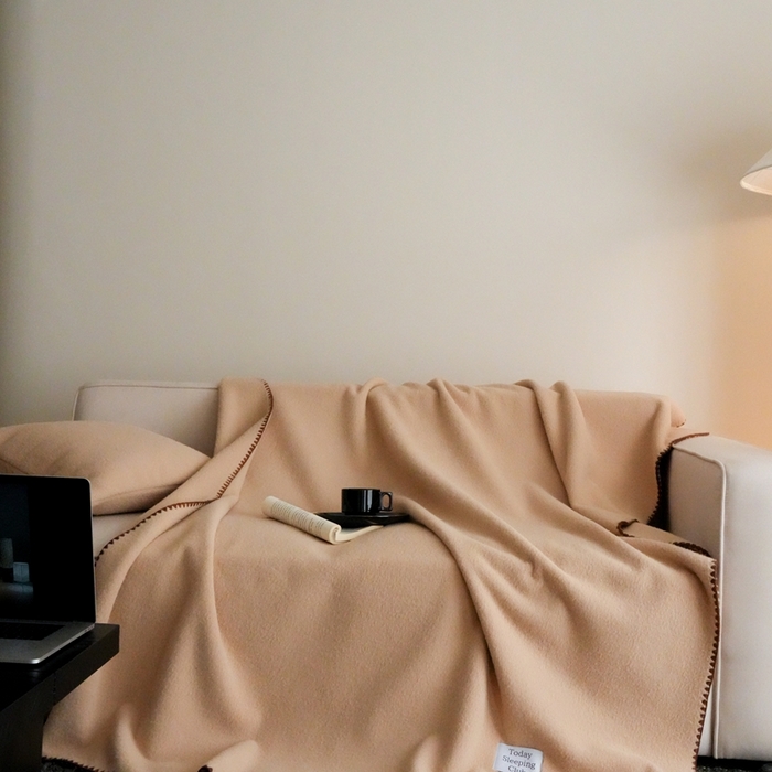 91家纺网 家纺一手货源 找家纺 三味舒屋 2025新款Today Sleeping仿生羊毛绒复合毛毯盖毯（全平台控价券后不低于98/168/188） 原绒杏