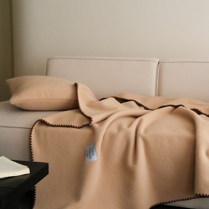 91家纺网 家纺一手货源 找家纺 三味舒屋 2025新款Today Sleeping仿生羊毛绒复合毛毯盖毯（全平台控价券后不低于98/168/188） 原绒杏