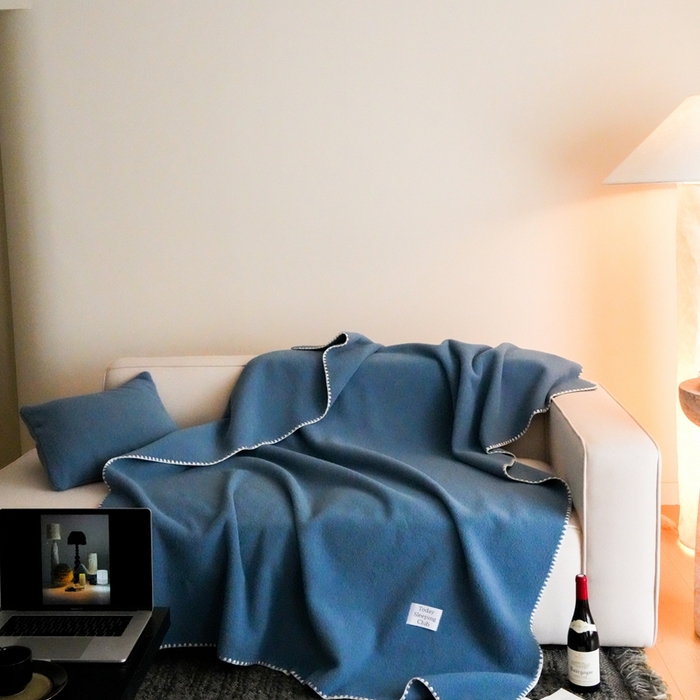 91家纺网 家纺一手货源 找家纺 三味舒屋 2025新款Today Sleeping仿生羊毛绒复合毛毯盖毯（全平台控价券后不低于98/168/188） 月光蓝