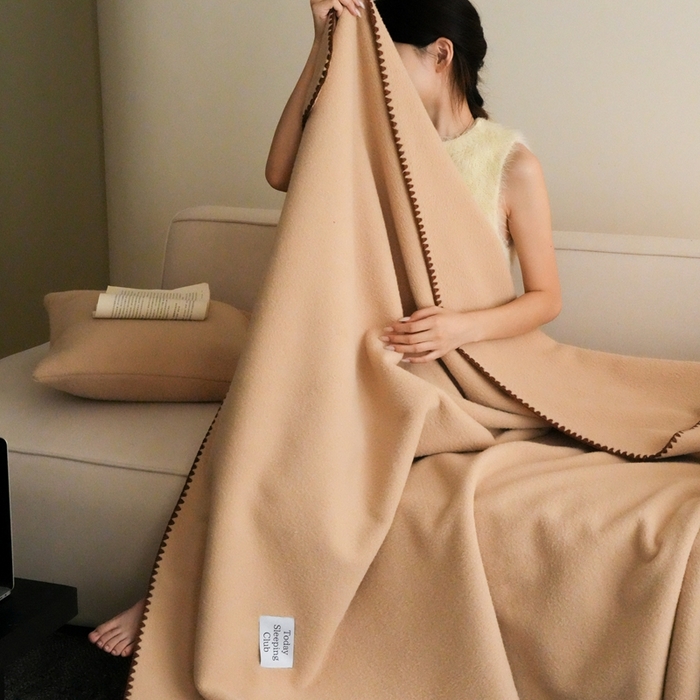 91家纺网 家纺一手货源 找家纺 三味舒屋 2025新款Today Sleeping仿生羊毛绒复合毛毯盖毯（全平台控价券后不低于98/168/188） 原绒杏