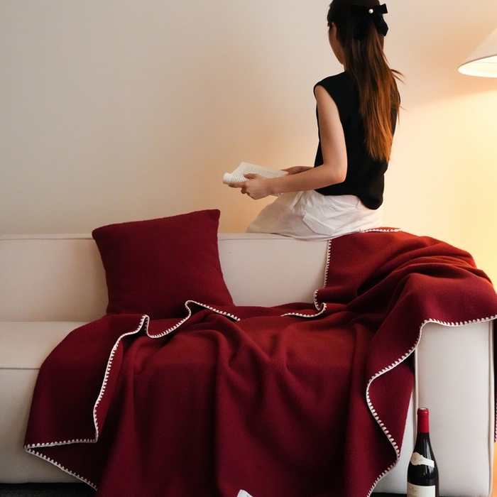 91家纺网 家纺一手货源 找家纺 三味舒屋 2025新款Today Sleeping仿生羊毛绒复合毛毯盖毯（全平台控价券后不低于98/168/188） 璀璨洋红