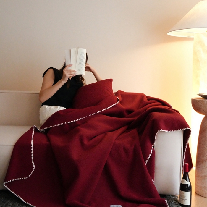 91家纺网 家纺一手货源 找家纺 三味舒屋 2025新款Today Sleeping仿生羊毛绒复合毛毯盖毯（全平台控价券后不低于98/168/188） 璀璨洋红
