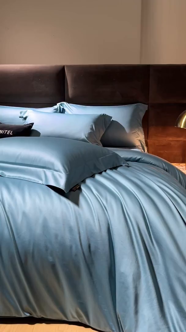 91家纺网 家纺一手货源 找家纺 米多多 2025新款70S全工艺CR长绒棉四件套 宾利蓝