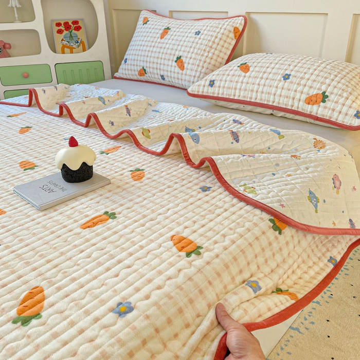 91家纺网 家纺一手货源 找家纺 （总）床盖工厂店 2025新款加厚高克重牛奶绒床盖豆豆绒单被套四件套牛奶绒四件套