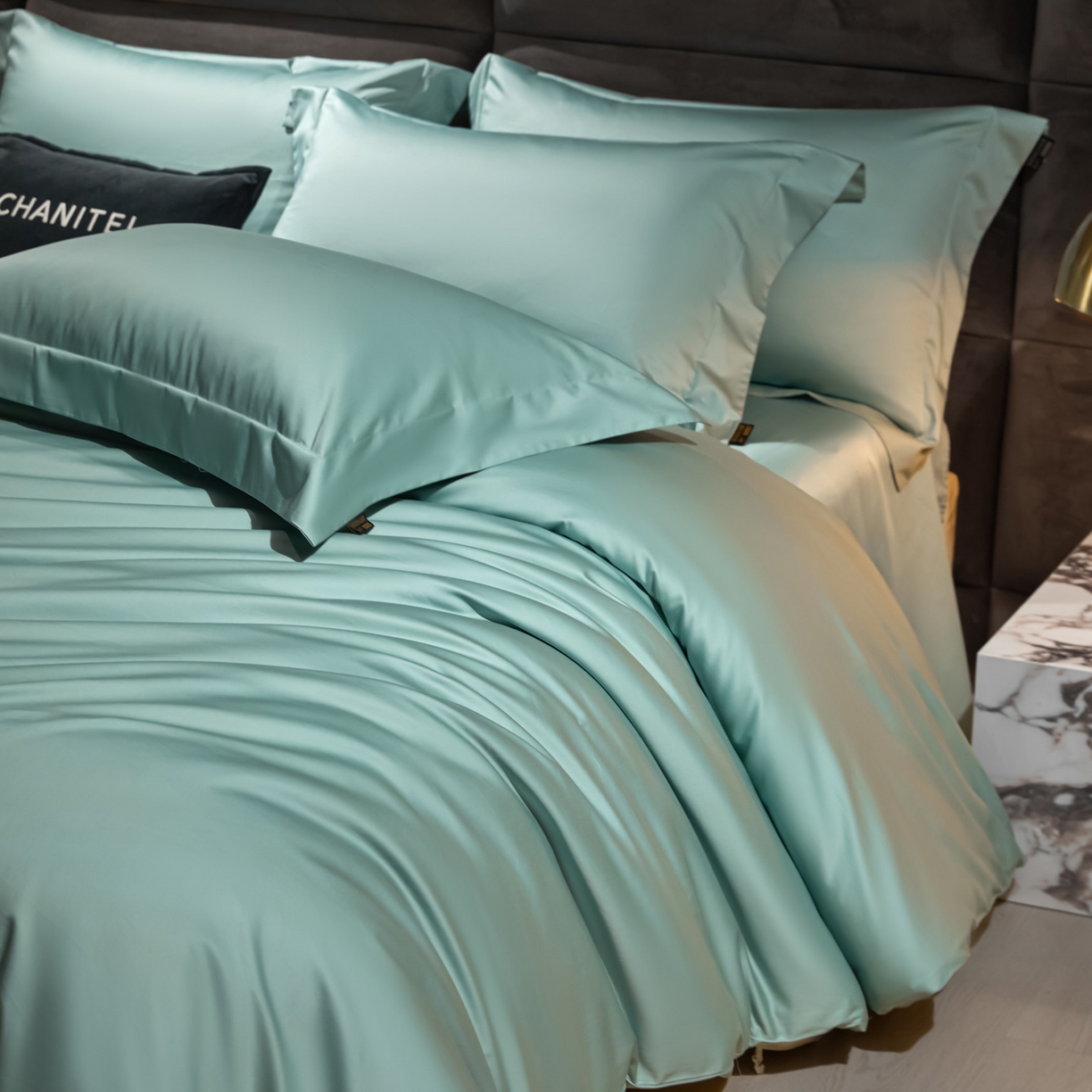 91家纺网 家纺一手货源 找家纺 米多多 2025新款70S全工艺CR长绒棉四件套 梵星蓝